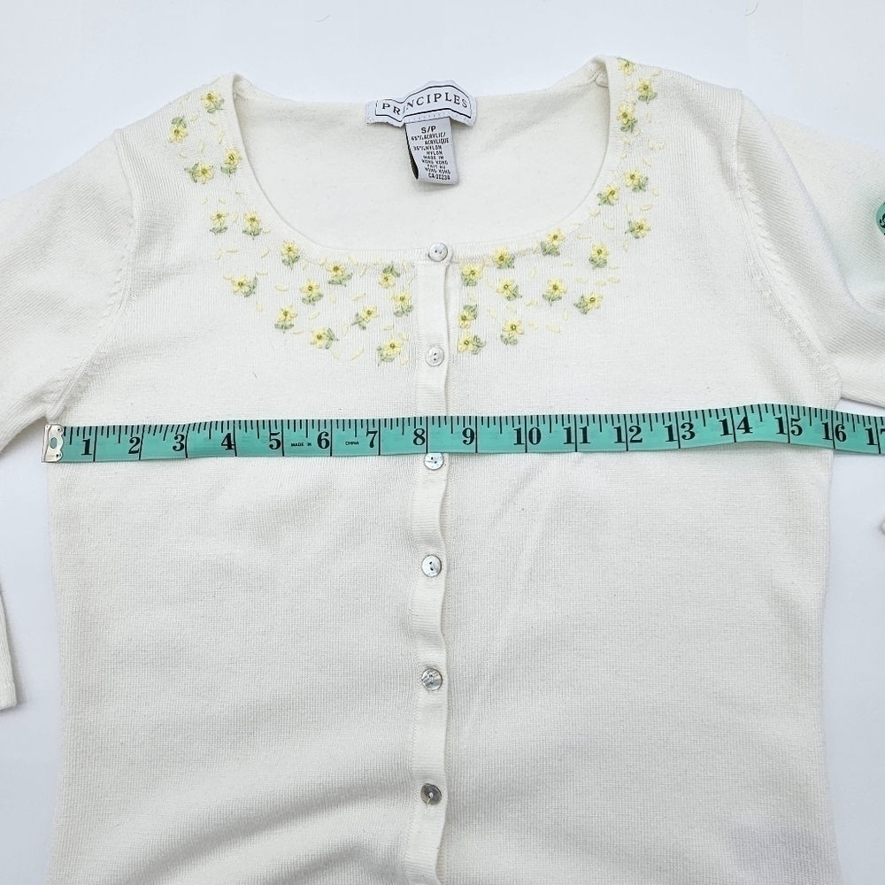 Women's 3/4 Sleeve Cardigan by Principles. Size S, Ivory color - Picture 11 of 15